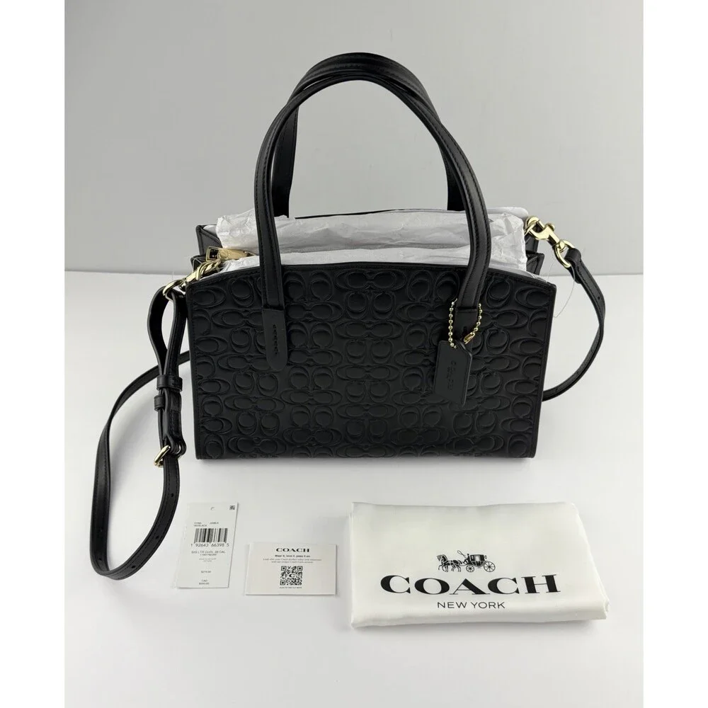 NEW Coach Charlie Carryall 28 Women's Signature Leather Shoulder Bag Black 51665